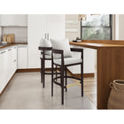 Manhattan Comfort Ritz 22" Mid-Century Modern Faux Leather Upholstered Bar Stool - Ivory and Dark Walnut - 2 Pack-Made of Beech Wood with Rich Walnut Finish