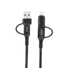 Evry 4-in-1 USB-A/USB-C to USB-C/Lightening Charging Cable - 10 ft - Black-60W Fast charging