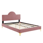 Modway Sunny Performance Velvet Twin Bed - Dusty Rose-Twin Bed