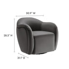 Modway Compose Performance Velvet Swivel Armchair - Storm Grey-Wood Frame