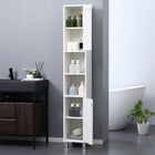 Kleankin Tall Narrow Bathroom Cabinet with Mirror - White-Anti-tipping accessories fix on the wall