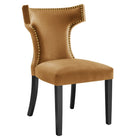 Modway Curve Performance Velvet Dining Chairs - Cognac - 2 Pack-Stain-Resistant Performance Velvet