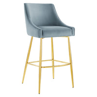 Modway Discern Performance Velvet Bar Stool - Light Blue-Glam Deco Bar Stool