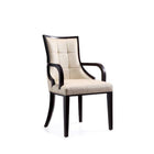 Manhattan Comfort Fifth Avenue 22.5" Traditional Faux Leather Upholstered Dining Armchair - Cream and Walnut-Traditional Dining Armchair for Dining Room Use