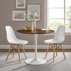 Modway Lippa 36" Round Wood Dining Table - Walnut-Chip-Resistant Metal Pedestal Base