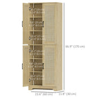 HOMCOM 67" H Kitchen Pantry Cabinet with 4 Rattan Doors and Adjustable Shelves - Oak-Shaker doors with rattan for stylish home decor 