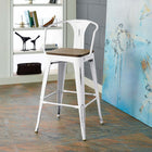 Modway Promenade Bar Stool - White-Powder Coated Steel