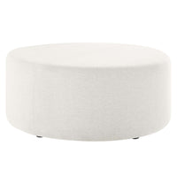 Modway Callum Large 38" Round Woven Heathered Fabric Upholstered Ottoman - Heathered Weave/Ivory-Woven Heathered Fabric Upholstery