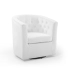 Modway Prospect Tufted Performance Velvet Swivel Armchair - White-Modern Barrel Back Armchair