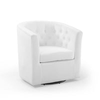 Modway Prospect Tufted Performance Velvet Swivel Armchair - White-Modern Barrel Back Armchair