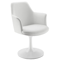 Modway Lippa Swivel Dining Vegan Leather Armchair - White White-Vegan Leather Upholstery