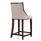 Manhattan Comfort Fifth Avenue 19" Traditional Faux Leather Upholstered Counter Stool - Cream and Dark Walnut-Seat Height: 26"