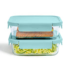 Bentgo Glass Leak-Proof Glass Food Storage 4-Piece Set - Soft Aqua-The Food Storage set features two large 4.4-cup containers.