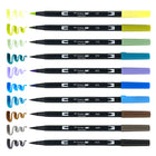 Tombow Dual Brush Pen, Landscape, 10/Pack-Double ended water based blendable markers