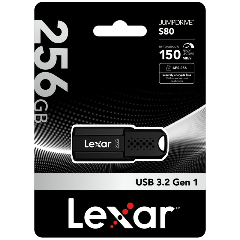 Lexar JumpDrive S80 USB 3.2 Gen 1 Flash Drive - 256GB - Black