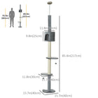 PawHut 4-Tier Floor-To-Ceiling Cat Tree with Scratching Post - Light Grey-Scratching post for cats to sharpen their claws and avoid damage to the furniture 