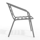 Flash Furniture Silver Metal Restaurant Stack Chair with Aluminum Slats-Integrated Arms