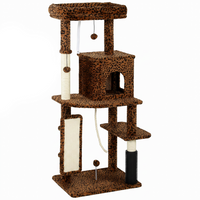 PawHut 52" Cat Tree with Scratching Posts - Leopard Print-Activity play centre keeps cats entertained and active
