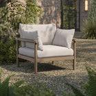 Modway Eleni Outdoor Teak Wood Armchair - Weathered Grey Pebble-Slatted Seat