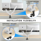 ShoppingAll Dual VESA Monitor and Laptop Mount with Fully Adjustable Gas Spring Arm and Office Desk Clamp - White-7