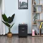 HOMCOM 2-Drawer Mobile Lockable Letter/A4 Filing Cabinet - Black-Made of E1 grade MDF board, tempered glass and steel   