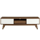 Modway Envision 59" TV Stand - Walnut White-Full-Extension Center Glide Drawer