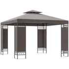 Outsunny 10 ft W x 10 ft L Canopy Gazebo - Double Roof Outdoor Gazebo - Khaki-Double-top design enhances air circulation, keeping the area cool