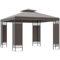 Outsunny 10 ft W x 10 ft L Canopy Gazebo - Double Roof Outdoor Gazebo - Khaki-Double-top design enhances air circulation, keeping the area cool