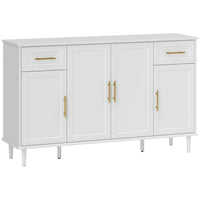 HOMCOM 55.1" L Sideboard Buffet Cabinet with Soft-Close Doors - White-55.1" (140  cm) wide top, great for decor display or coffee prep