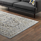 Modway Elqenna Ornate Vintage Floral Turkish Area Rug - 5 ft W x 8 ft L - Blue/Cream- Polypropylene / Chenille Yarn