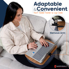 ShoppingAll Adjustable Tablet Holder Cushion Pillow Stand with Snack Bowl - Grey-Spacious Design - Measuring 16.9” x 10.8” x 3.5”, it offers generous surface space while remaining compact and portable.
