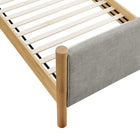 Modway Maven Twin Size Fabric Upholstered Platform Bed - Wheat Oak-Weight Capacity: 794 lb