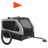 PawHut Dog Bike Trailer, Bicycle Trailer with Flip-Down Ramp Tailgate - Grey-600D Oxford with dense mesh boosts airflow, stays tough outdoors

