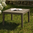 Modway Northlake Square Outdoor Patio Teak Side Table - Weathered Grey-Tapered Leg Design