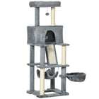 PawHut 55" Activity Center Cat Tree Tower with Hanging Ball Toys, Condo, Hammocks and Ramp - Grey-Sisal rope posts address your cats' need to claw and dig 