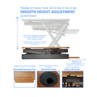 Rocelco 32" Ergonomic Adjustable Height Sit Stand Desk Riser with Easy Up-Down Handles - Teak-No Assembly Required: Remove from box and place directly on existing desktop