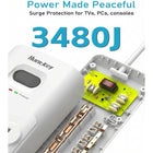 Huntkey 6' Flat Plug Surge Protector Power Strip with 12 Outlets and 3 USB Ports - White-7