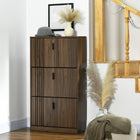 HOMCOM Shoe Storage Cabinet with 3 Flip Drawers for 18 Pairs - Dark Walnut-The inside shelves are 2-level adjustable to satisfy shoes of different type