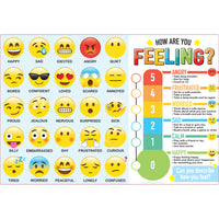 Ashley Productions Placemat Studio Smart Poly How Are You Feeling Learning Placemat - 13" x 19" - Single Sided - 10 Pack-Use with dry erase or water based markers and washable crayons