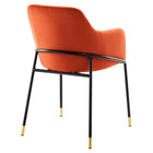 Modway Jovi Performance Velvet Dining Armchair - Black/Orange-Sturdy Black Metal Frame
