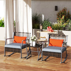 Outsunny Rocking Bistro Set with Cushions - Grey-Rocking chairs with wicker-woven seats and backs for a stylish touch 
