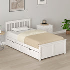 HOMCOM Twin Size Wood Platform Bed Frame with Drawers - White-Crafted from solid pine wood for a stable, wobble-free sleep experience