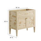 Modway Elysian 36" Wood Bathroom Vanity Cabinet - Burgundy-Concealed Kitchen Hinges