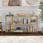 Hudson&Canal Winthrop 52"W Console Table with Glass Shelves - Brass-Clean with a soft, dry cloth and no harsh chemicals or abrasive cleaning materials