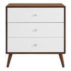 Modway Transmit 3-Drawer Chest - Walnut White-Particleboard and Wood Construction