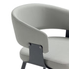 Manhattan Comfort Luce 22" Modern Textured Leatherette Upholstered Dining Chair - Stone Grey - Set of 4-Curved Wraparound Open Backrest Provides Ergonomic Support