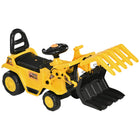 Aosom Kids Ride-On Excavator with Grabber - Yellow-Equipped with an actual sound button for added fun 