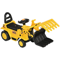 Aosom Kids Ride-On Excavator with Grabber - Yellow-Equipped with an actual sound button for added fun 