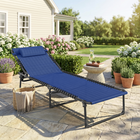 Outsunny Outdoor Folding Lounge Chair for Camping - Hiking - Navy Blue-This garden dining set comfortably seats 8 people for outdoor meals
