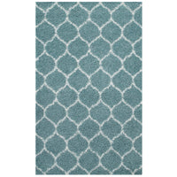 Modway Solvea Moroccan Trellis Shag Area Rug - 8 ft W x 10 ft L - Aqua Blue/Ivory-Moroccan Trellis Shag Area Rug